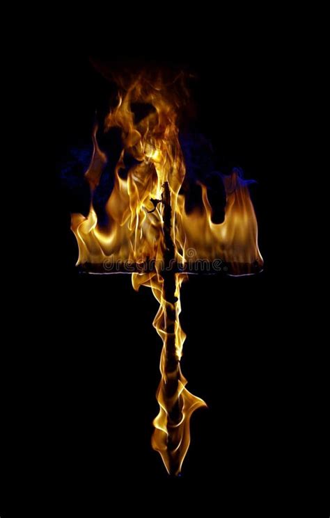 Fire Cross In Black Background Stock Image Image Of Christ Burn
