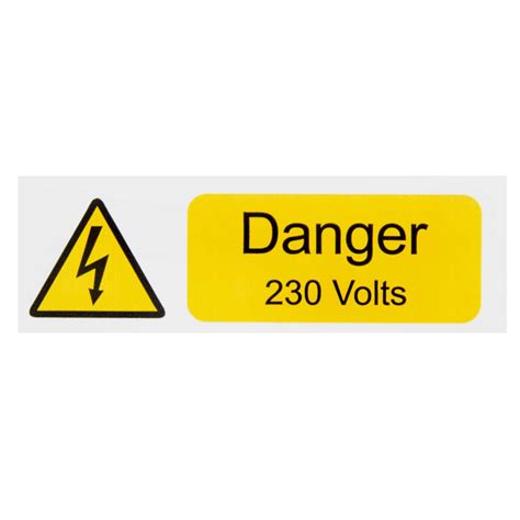 Industrial Signs 75mm X 25mm Danger 230 Volts Label Pack Of 10