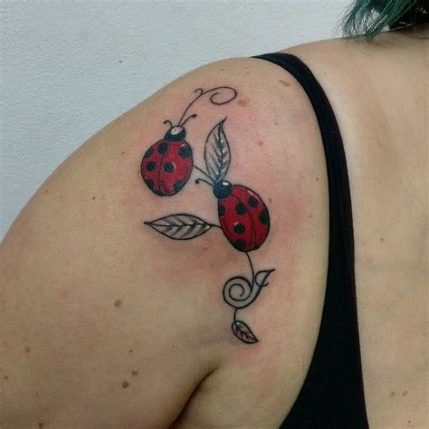 Ladybug small tattoo designs with a size of a penny look as great as a big one, for instance, on the whole shoulder blade. Ladybug Tattoos Designs, Ideas and Meaning | Tattoos For You
