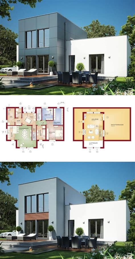 Bungalow Haus mit Galerie und Flachdach Architektur im ...