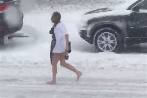 half naked woman seen walking barefoot through storm jonas without trousers mirror online