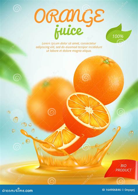 Cartel De Jugo Banner Publicitario Con Trozo De Fruta Fresca Naranja En