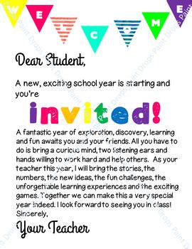 A Colorful & Editable BACK TO SCHOOL INVITATION LETTER From the Teacher