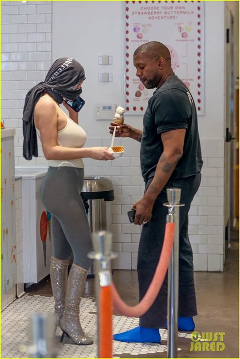 Kanye West Wears Shirt With Shoulder Pads Goes Shoeless During Ice Cream Date With Wife Bianca