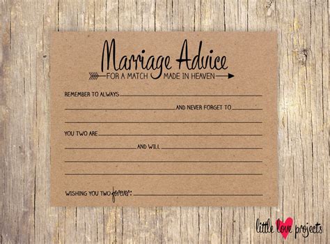 Free Printable Wedding Advice Cards
