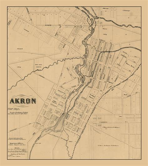 Print Of Vintage Akron Ohio Map On Photo Paper Matte Paper And Etsy