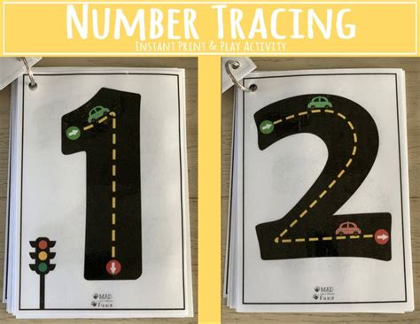 Number Tracing Flashcards Learn Numbers With Cars And Roads Etsy