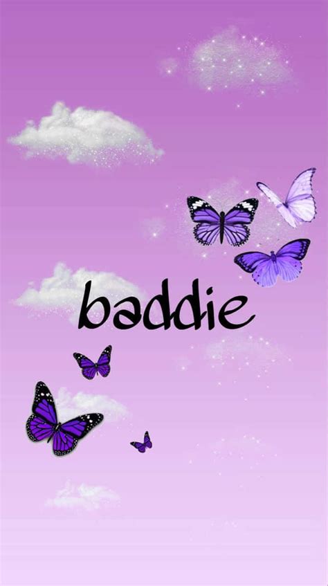Download Aesthetic Purple Baddie Butterflies Wallpaper