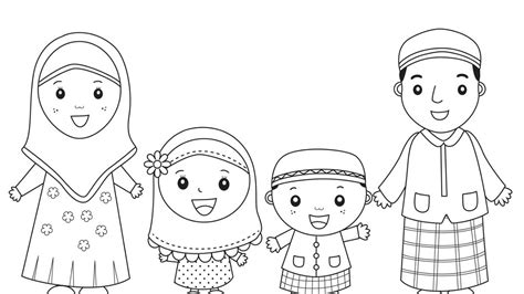 Islami Gambar Kartun Keluarga Hitam Putih