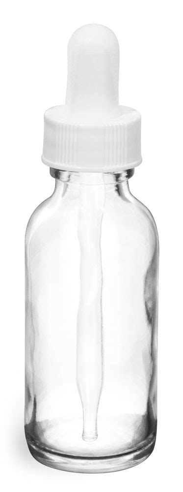Sks Bottle And Packaging 1 Oz Clear Glass Round Bottles W White Bulb