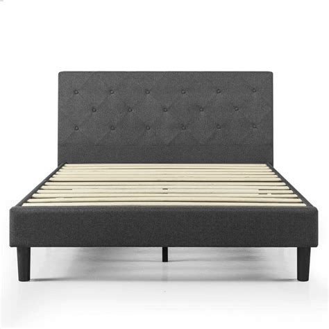 Zinus Shalini Dark Grey Upholstered Queen Platform Bed Frame Hd Fdpb Q
