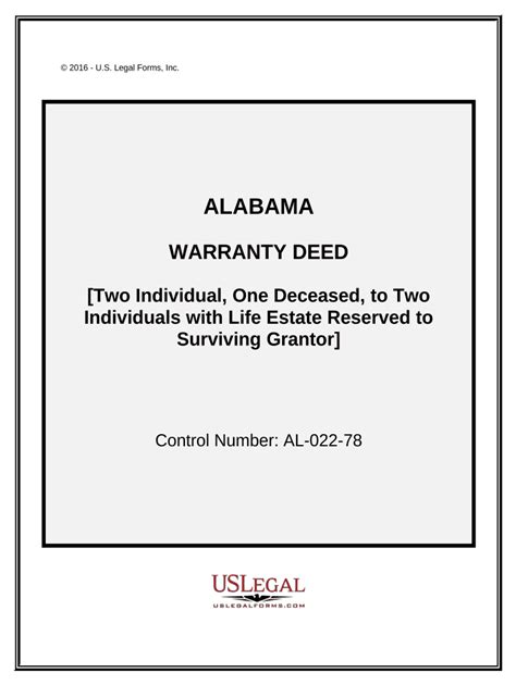 Alabama Warranty Deed Form Fill Out And Sign Printable Pdf Template