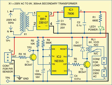 Simple Motion Detector Using Ne555 Timer Electronic Circuits Diagram