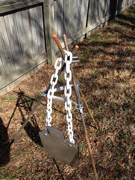 All that needs to be outsourced is angle iron and a base. DIY steel target stands using rebar and turnbuckles (5 ...