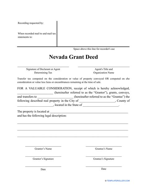 Nevada Grant Deed Form Fill Out Sign Online And Download Pdf