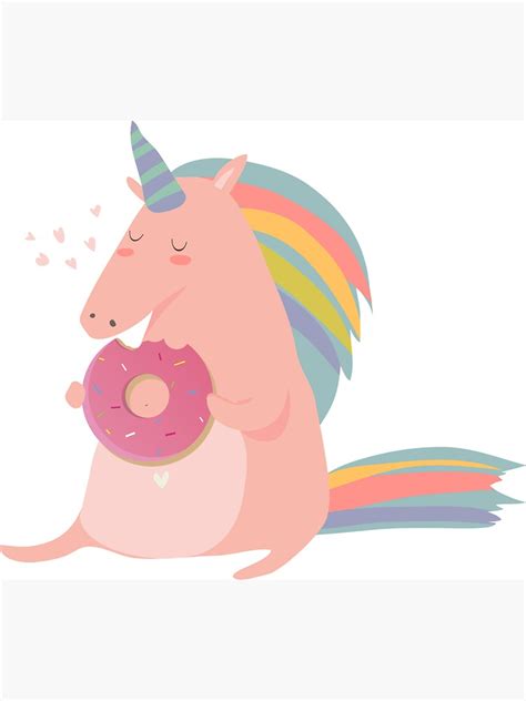 Unicorn Eating Donut Rainbow Food Magical Animal Sticker By