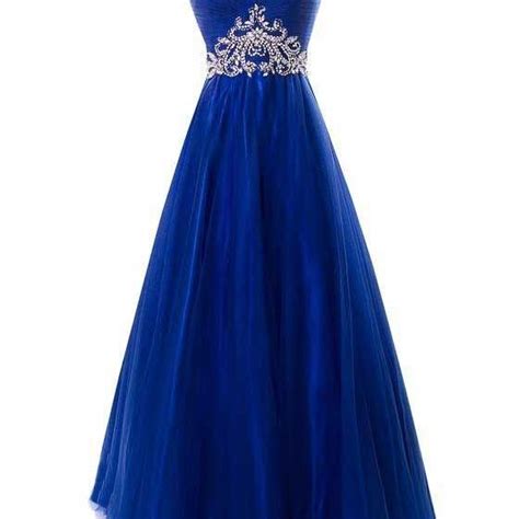 2016 Custom Luxury Royal Blue Long Prom Dressshining Beading Evening Dress On Luulla