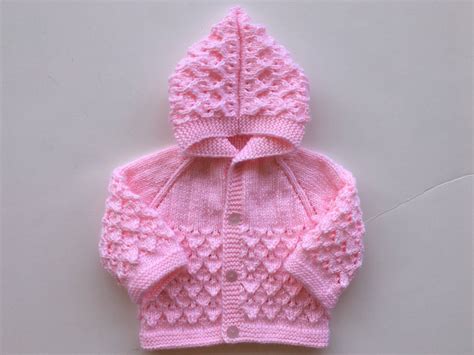 Hand Knitted For New Born Girl Sweater Hoodies 0 3 Months Old Etsy