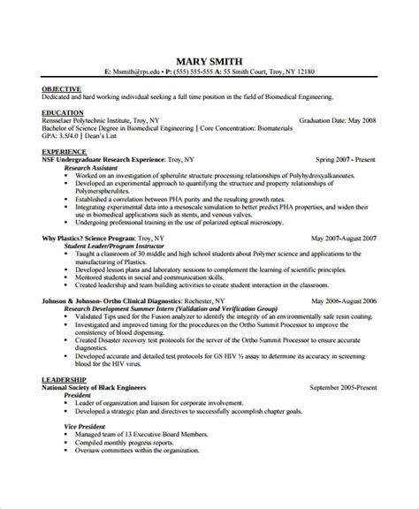 FREE 9+ Sample Biomedical Engineer Resume Templates in MS ...