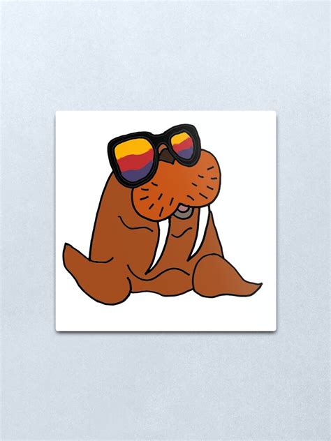 Hilarious Cool Walrus In Sunglasses Metal Print By Naturesfancy