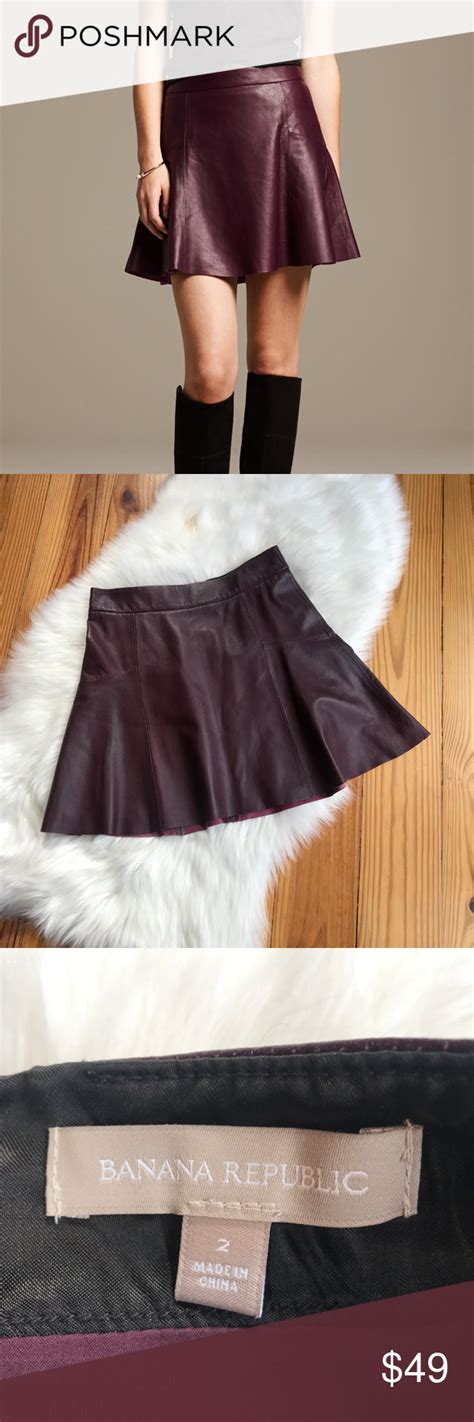 Banana Republic Burgundy Lamb Leather Skirt 2 Leather Skirt Banana Republic Skirt Skirts