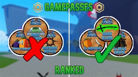Ranking Gamepasses In Blox Fruits From Worst To Best Youtube