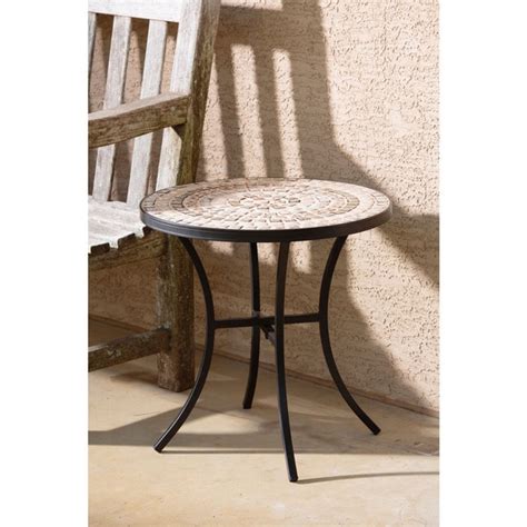 Boracay Beige Ceramic And Wrought Iron 20 Inch Round Mosaic Outdoor