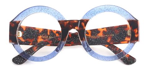 Tortoiseshell And Blue Retro Round Prescription Eyeglasses Online With Thick Full Rim Plastic