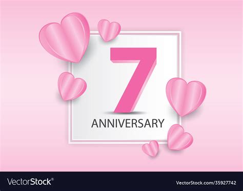 7 Years Anniversary Logo Celebration With Heart Vector Image
