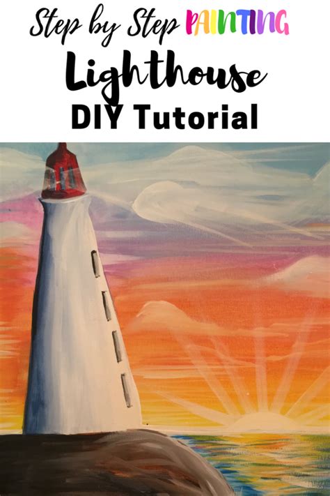 How To Paint A Lighthouse Sunset Tracies Acrylic Canvas Tutorials