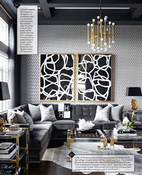 The rich, luxurious look of black and white decor is in! Gold and Grey Modern Masculine Glamour Living Room by ...