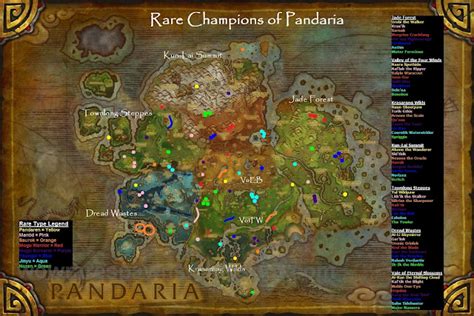 Wow Rare Spawns Map Of Rare Pandarian Champions By Type