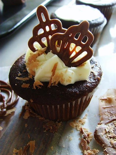 Chocolate Cupcakes With Chocolate Garnish And Shavings Chocolate
