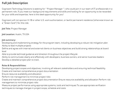Project Management Job Description With Examples 2023