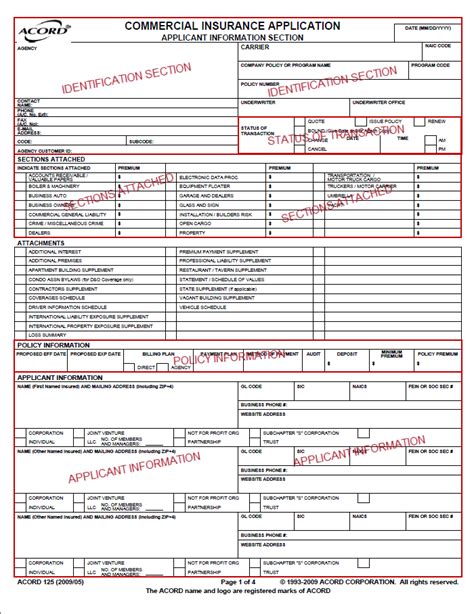 Fillable Acord Forms 125 Printable Forms Free Online