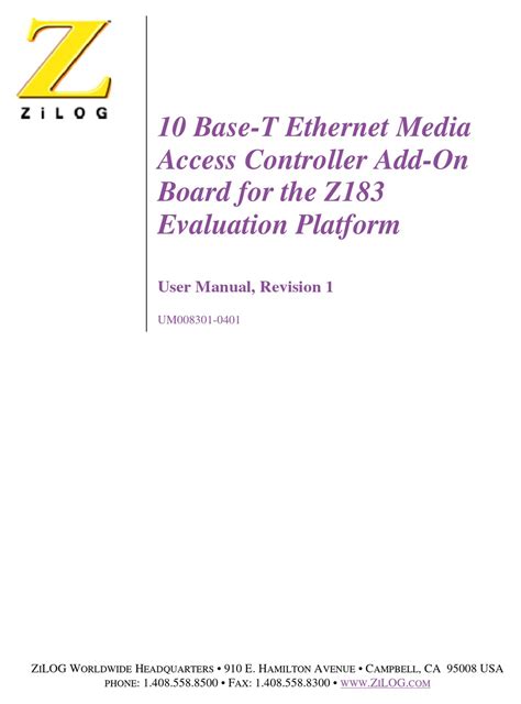 Zilog Z183 Emac User Manual Pdf Download Manualslib