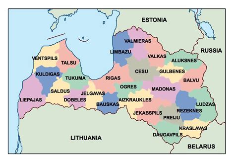 Административная карта Латвии Латвия Европа Maps Of The World