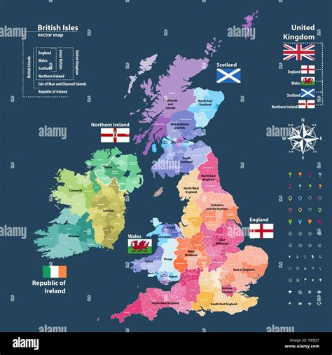 Vector Map Of British Isles Administrative Divisions Colored By