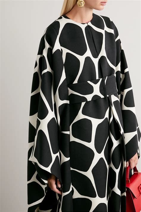 Valentino Belted Printed Wool Twill Cape Net A Porter
