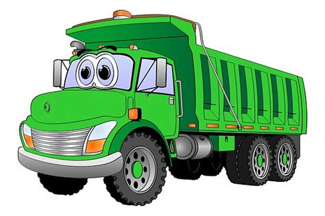 Green Dump Truck 3 Axle Cartoon Posters By Graphxpro Redbubble
