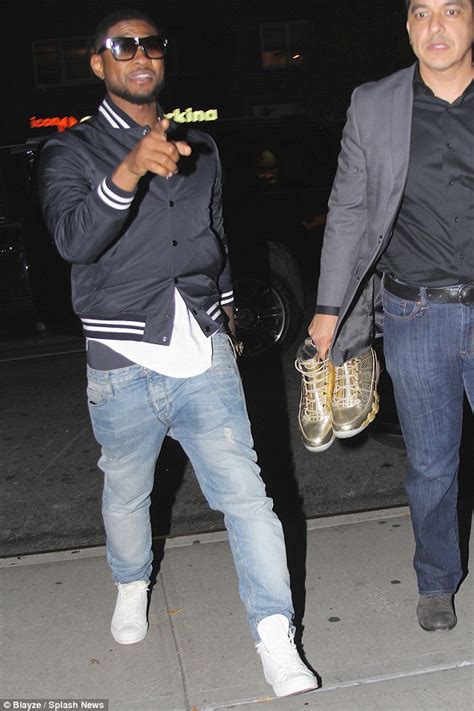 Usher Steps Out Wearing Gold Jacket In Nyc But Leaves His Matching