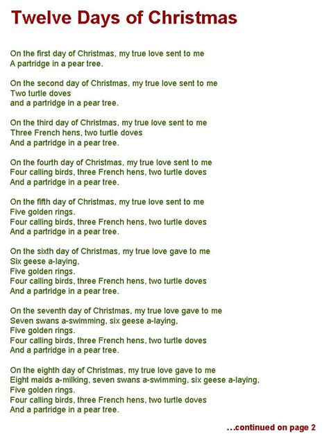 It's the 12 days of christmas by bob and doug mackenzie. Twelve Days of Christmas lyrics page one | christmas ...