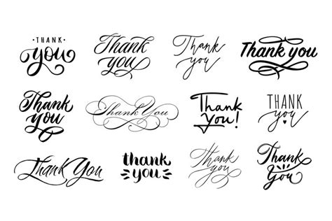 Thank You Lettering Handwritten Calligraphic Words Of Thank