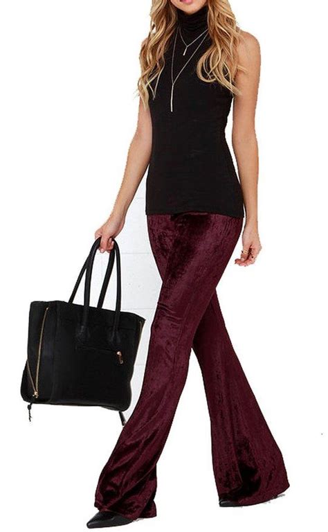 Wine Any Time By Gina Louise Pretty Velvet Flare Pants Velvet Flares Velvet Flare Pants