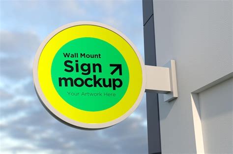 Premium Psd Round Wall Mount Sign Double Sided Sign Board Mockup