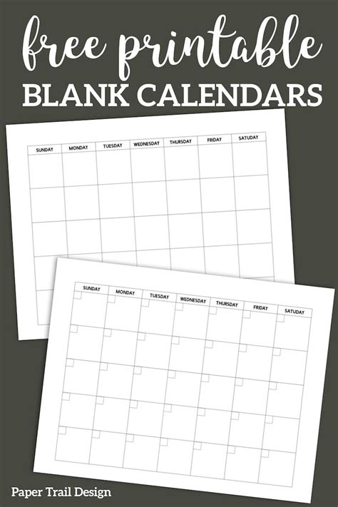 printable blank calendar template paper trail design printable