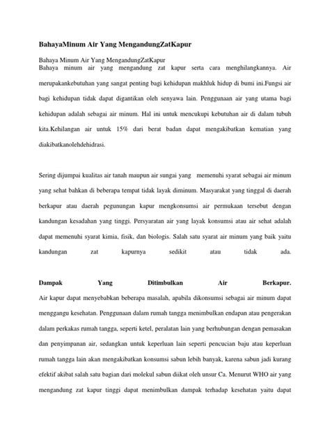 1) kapur tohor (gamping prongkol) atau 2) kapur bangunan yang sudah berupa tepung. Bahaya Minum Air Yang Mengandung Zat Kapur.docx