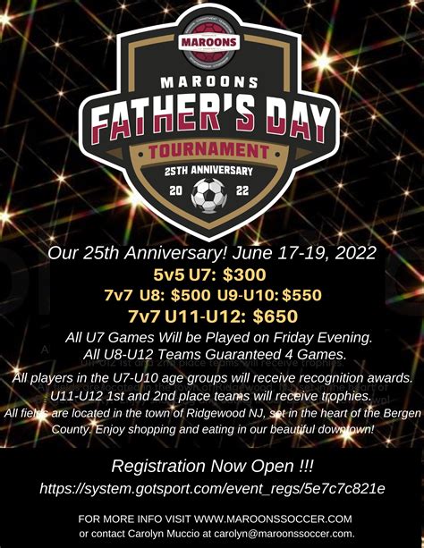 Maroons Annual Fathers Day Soccer Tournament Ridgewood Nj