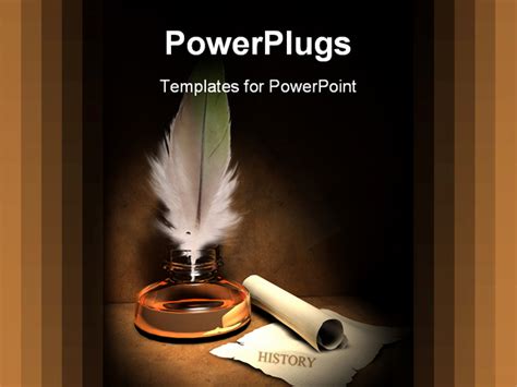 Powerpoint Template Old Fashioned Gold Quill And Scroll For History