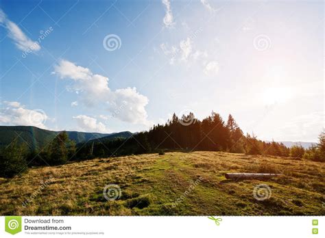 Crepuscular Rays Of Sun Over The Carpathian Mountains In Ukraine Stock